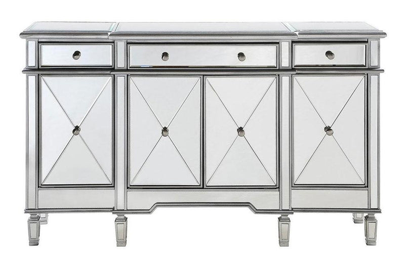 Modern 3 Drawer 4 Door Console Silver