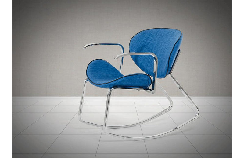 Corvallis Modern Blue Fabric Rocking Arm Chair