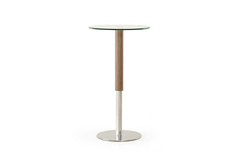 Wyatt Modern Round Glass & Walnut Bar Table