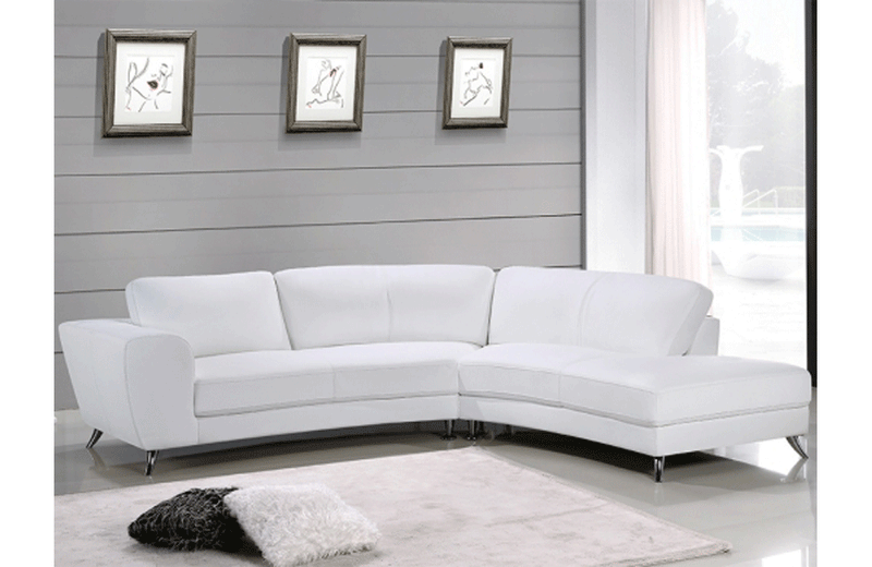 Torri White Leather Sectional Sofa