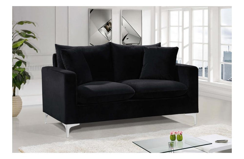 Dottie Chrome Black Love Seat