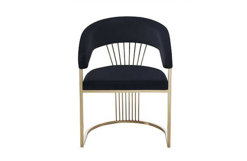 Modrest Linda Modern Black Velvet and Gold Dining Chair