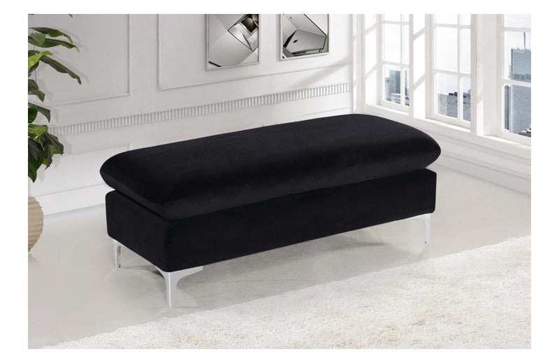 Lorinda Chrome Black Ottoman