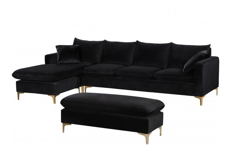 Lorinda Gold Black Sectional Sofa