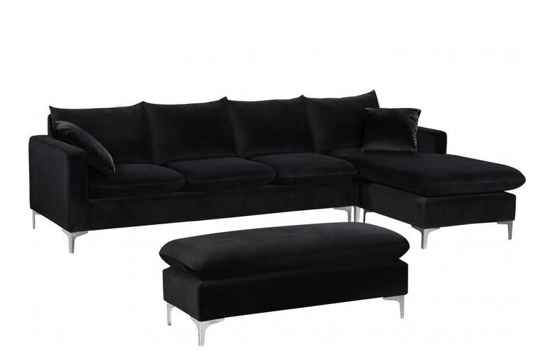 Lorinda Chrome Black Sectional Sofa