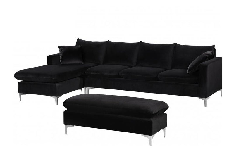 Lorinda Chrome Black Sectional Sofa