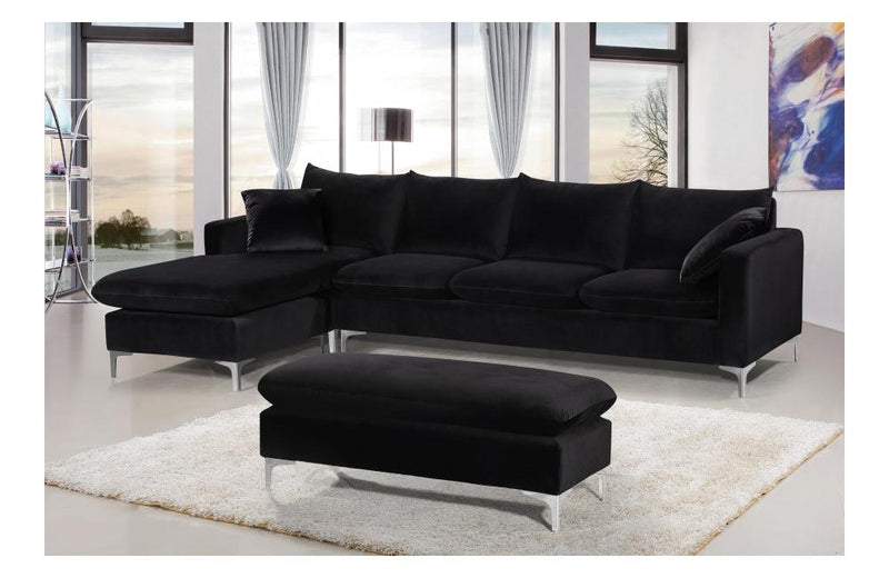 Lorinda Chrome Black Sectional Sofa