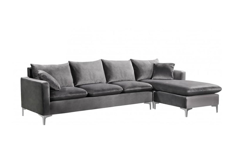 Lorinda Chrome Grey Sectional Sofa