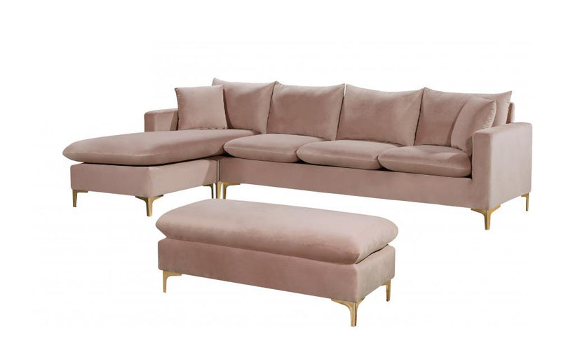 Lorinda Gold Pink Sectional Sofa