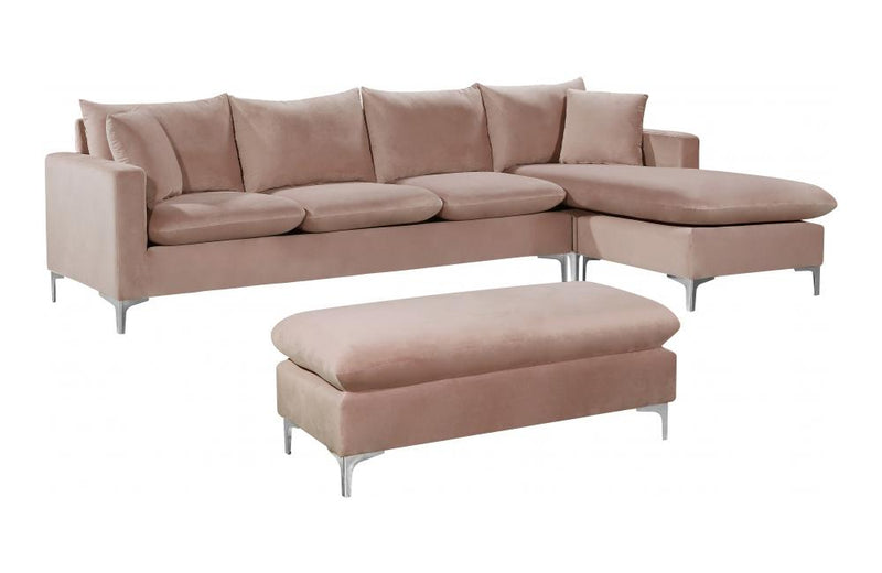 Lorinda Сhrome Pink Sectional Sofa