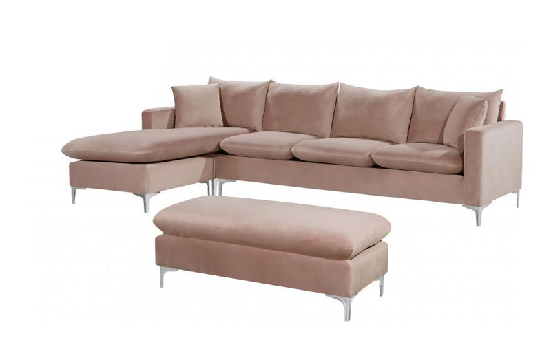 Lorinda Сhrome Pink Sectional Sofa