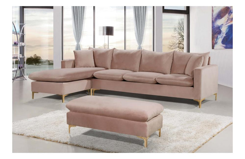 Lorinda Gold Pink Sectional Sofa