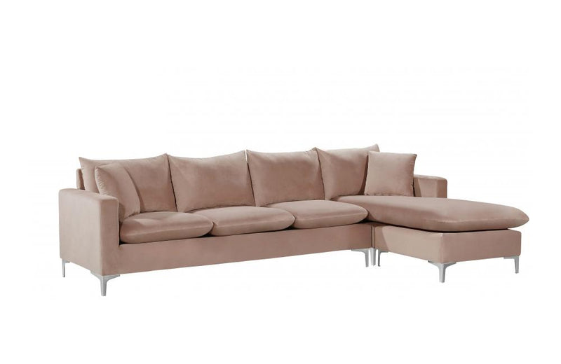 Lorinda Сhrome Pink Sectional Sofa