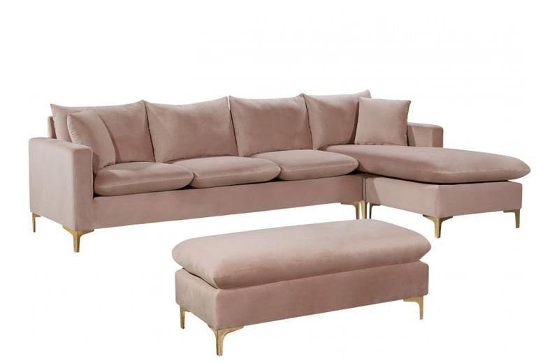 Lorinda Gold Pink Sectional Sofa