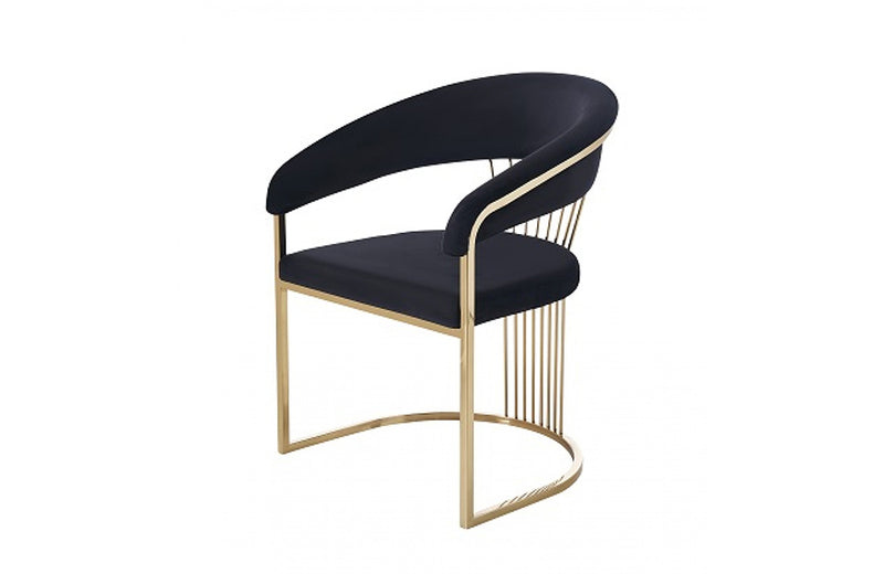 Modrest Linda Modern Black Velvet and Gold Dining Chair