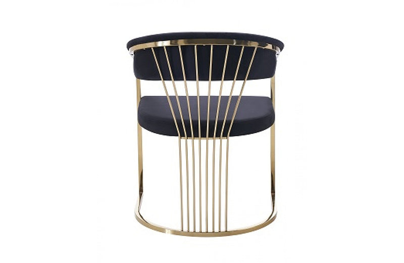 Modrest Linda Modern Black Velvet and Gold Dining Chair