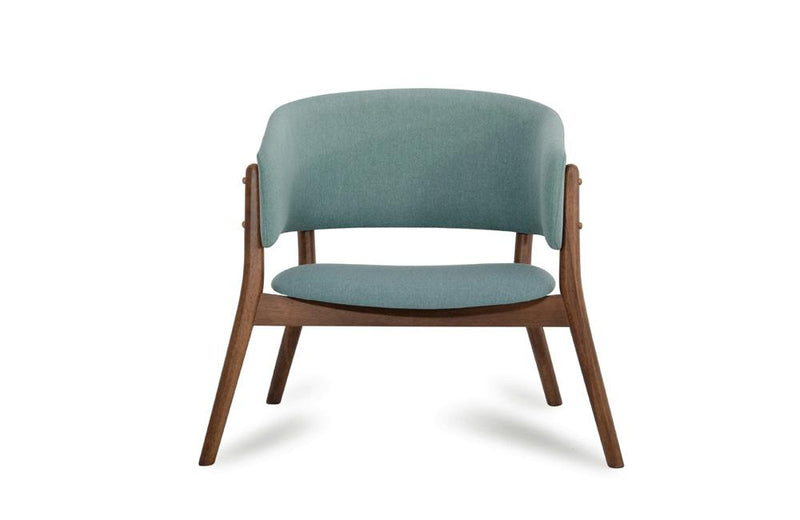 Dante Modern Blue Fabric & Walnut Accent Chair