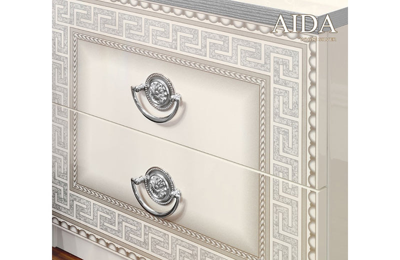 Aida Bedroom, White w/Silver