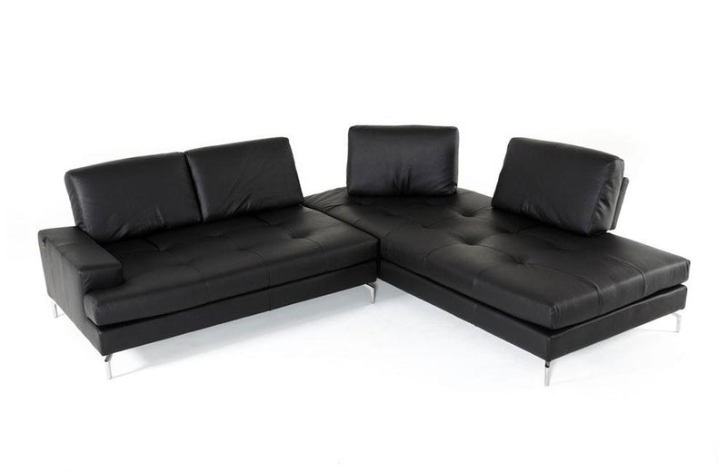 Voyager Modern Leather Sectional Sofa Black