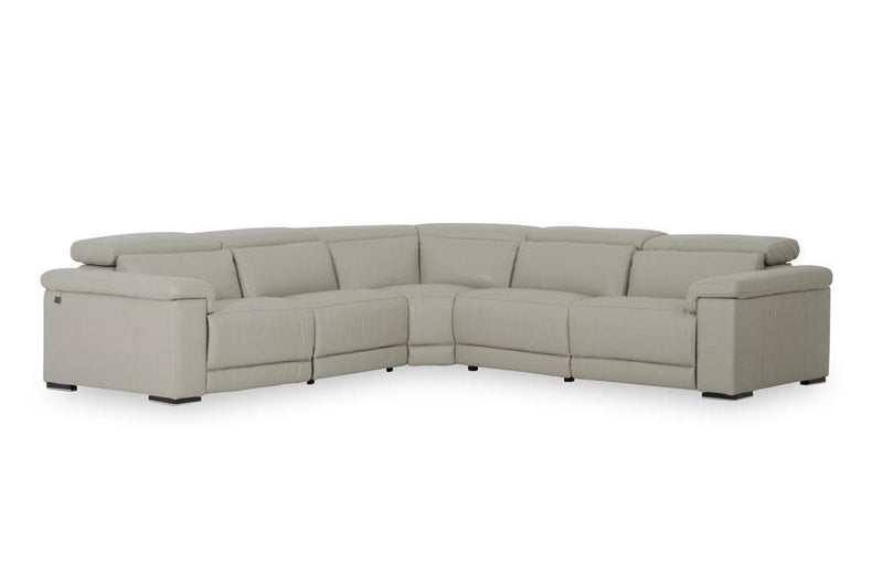 Palinuro Modern Gray Leather Sectional Sofa