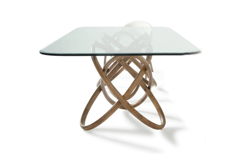 Mason Modern Glass & Walnut Dining Table