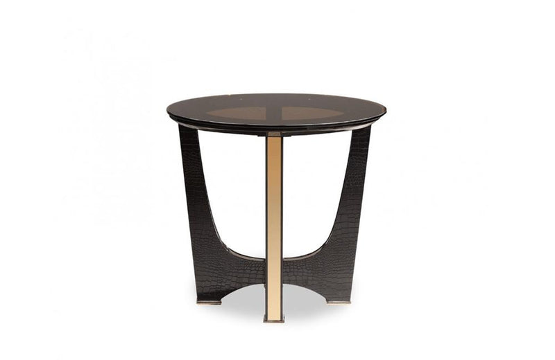 Talin Modern Black Crocodile & Rosegold End Table