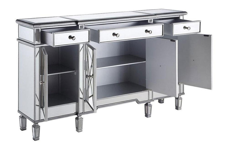 Modern 3 Drawer 4 Door Console Silver