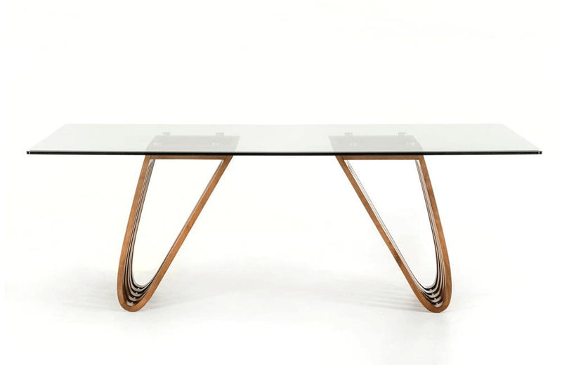 Draper Contemporary Walnut & Glass Dining Table