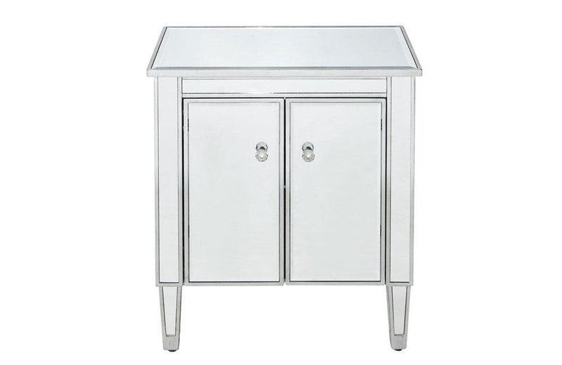 Modern 2 Door Antique Silver Paint Nightstand