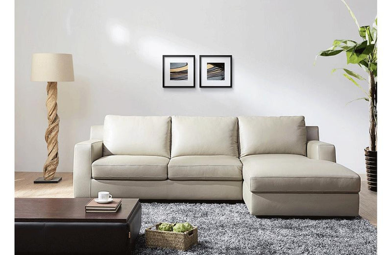 Madelynn Beige Leather Sectional Sleeper Sofa