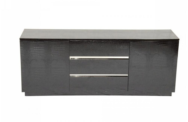 Skyline Modern Crocodile Lacquer Buffet Black