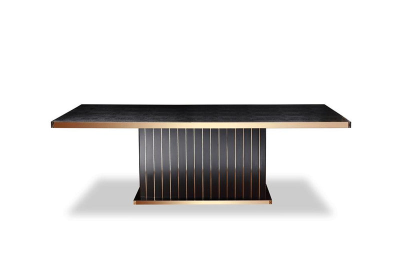 Talin Modern Black Crocodile & Rosegold Dining Table