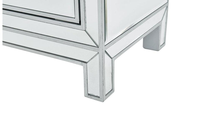 Modern 1 Door Antique Silver Paint Nightstand