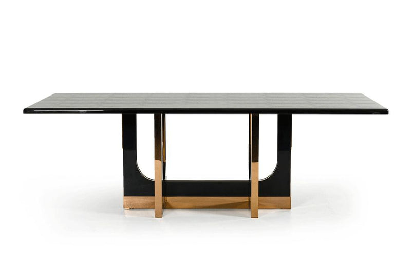 Padua Modern Black Crocodile & Rosegold Dining Table