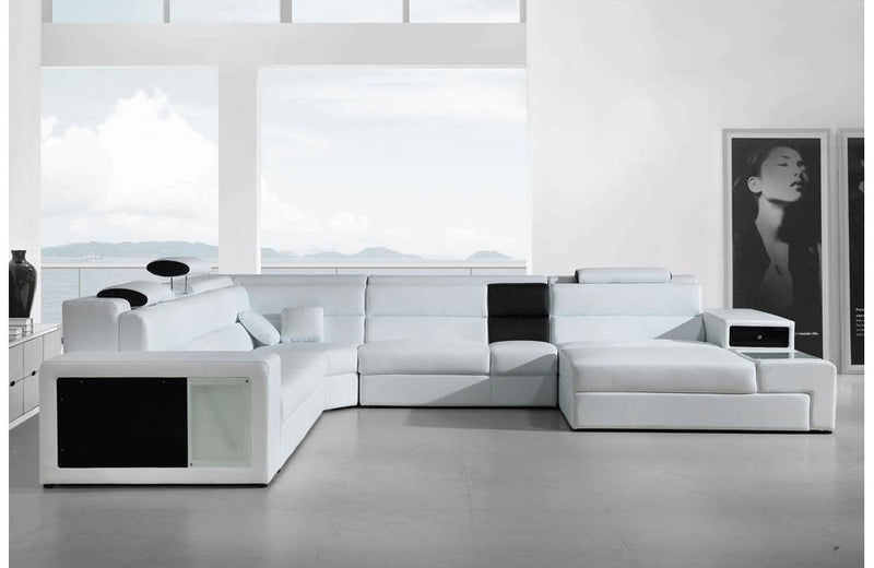 Polaris Contemporary Bonded Leather Sectional Sofa White