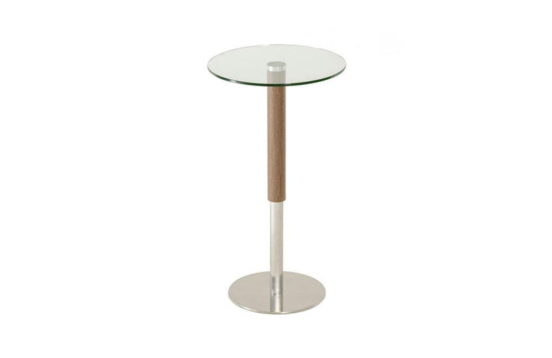 Wyatt Modern Round Glass & Walnut Bar Table