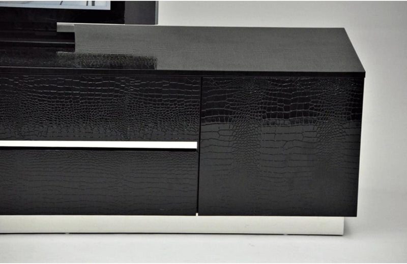 Skyline Modern Crocodile Lacquer TV Stand Black