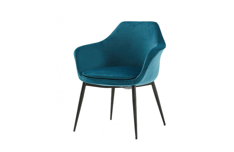 Modrest Wilson Modern Teal Velvet & Black Dining Chair