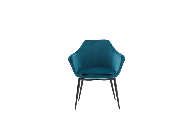 Modrest Wilson Modern Teal Velvet & Black Dining Chair