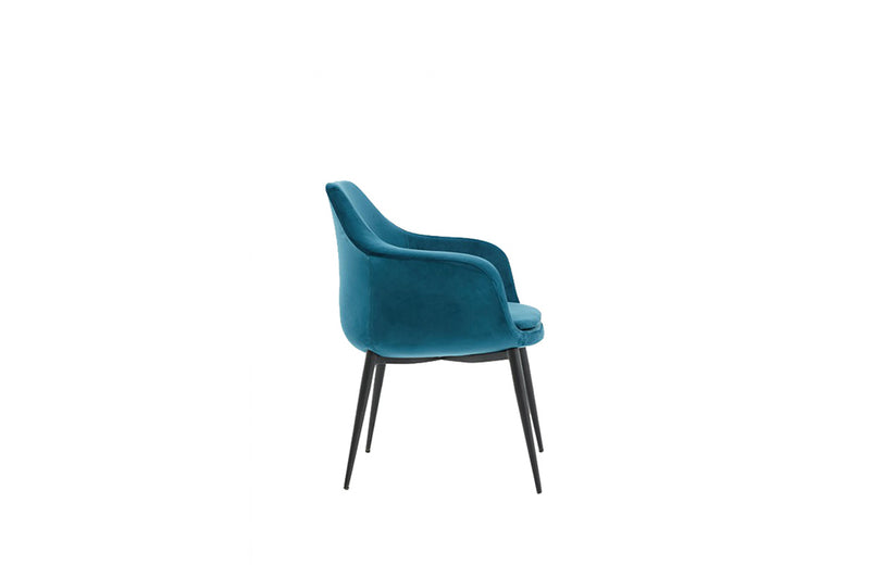 Modrest Wilson Modern Teal Velvet & Black Dining Chair