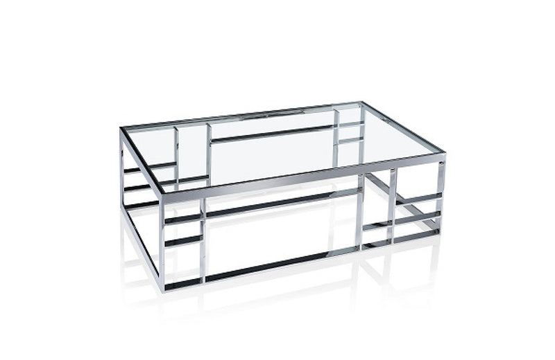 Modrest Stephen Modern Glass & Stainless Steel Coffee Table