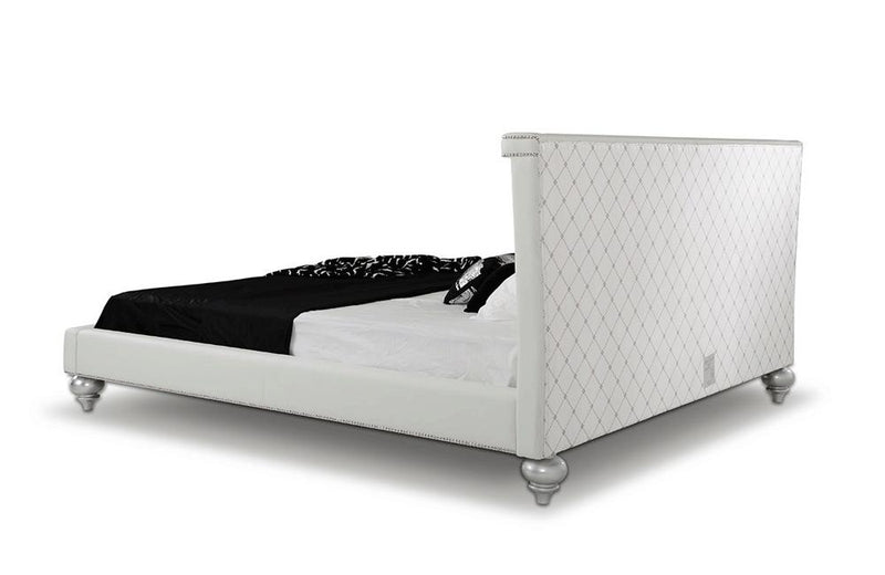 Monica White Leatherette Bed