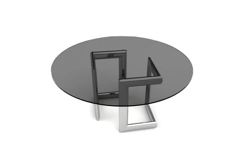 Clara Dining Table Round Base Smoke Glass