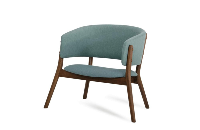 Dante Modern Blue Fabric & Walnut Accent Chair