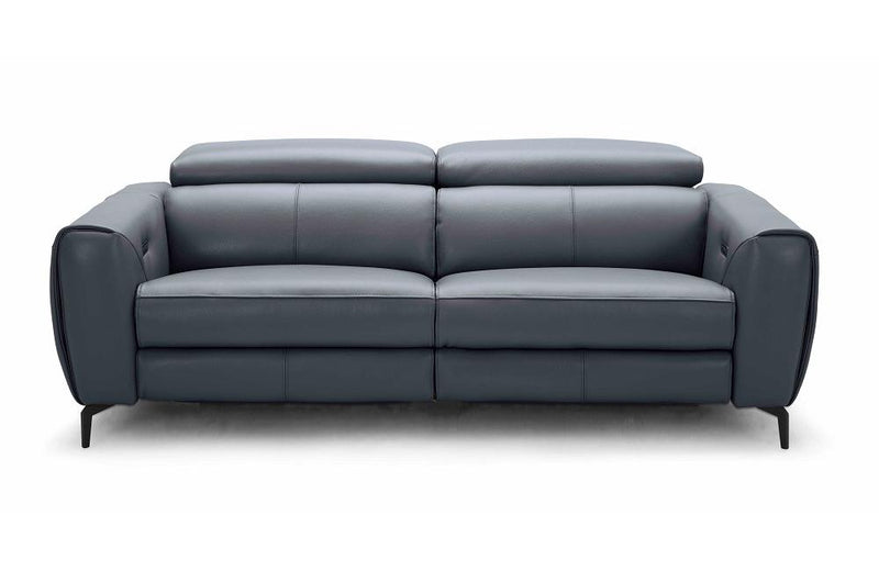 Scuzzy Blue Gray Reclining Leather Sofa