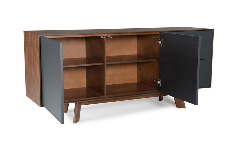 Weylyn Modern Charcoal Gray & Walnut Buffet