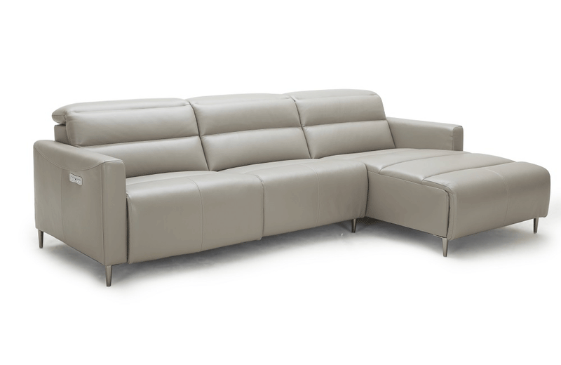 Tony Taupe Reclining Leather Sectional  Sofa