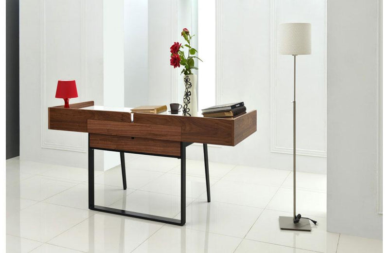 Branton Contemporary White & Walnut Office Desk