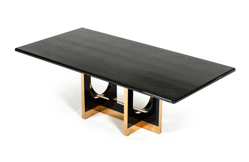 Padua Modern Black Crocodile & Rosegold Dining Table