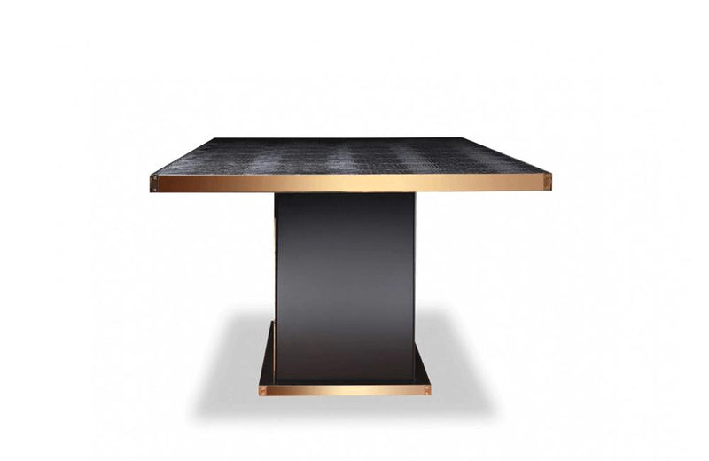 Talin Modern Black Crocodile & Rosegold Dining Table